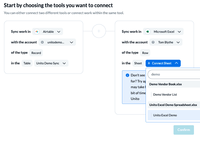 Connect Airtable and Microsoft Excel to Unito