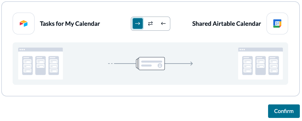 Set flow direction between Google Calendar and Airtable with Unito