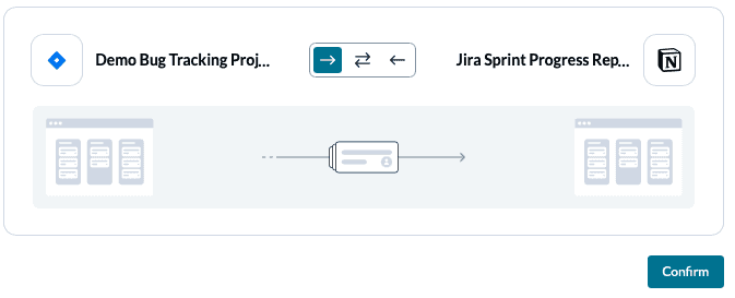 Set a flow direction between Jira and Notion