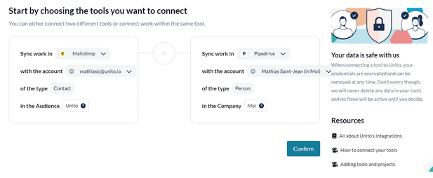Pipedrive Mailchimp connect with Unito