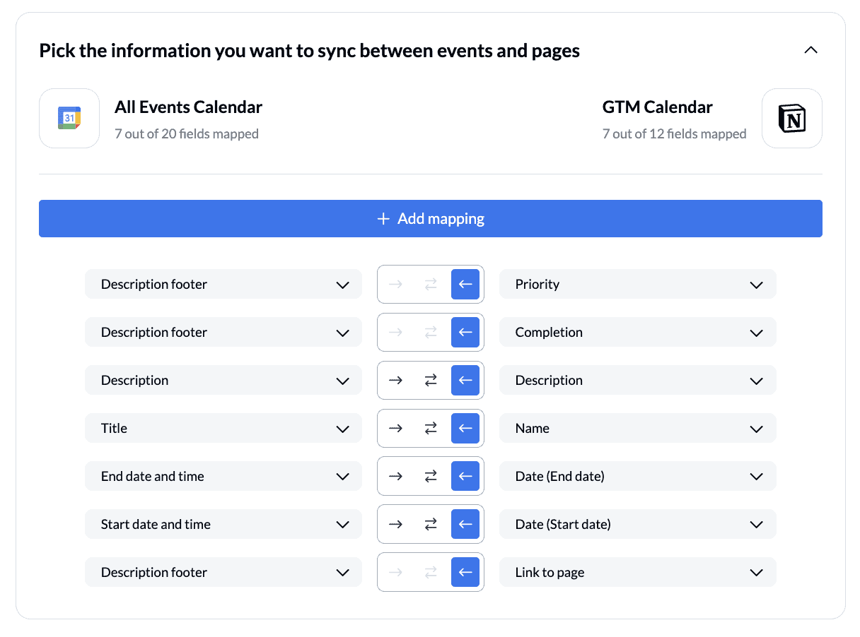 screenshot of a GTM calendar in Notion synced to a company-wide All Events Calendar