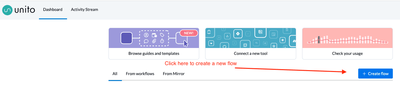 Creating a new flow with Unito