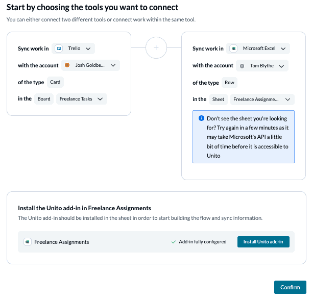 Connect Trello and Microsoft Excel with Unito