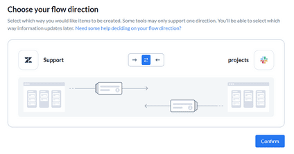 A screenshot of the flow direction screen in Unito.